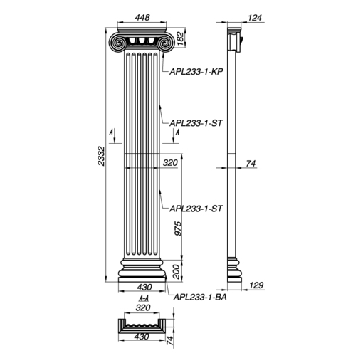 Элегантная пилястра APL233-1 для стильного интерьера Элегантная пилястра APL233-1 для стильного интерьера