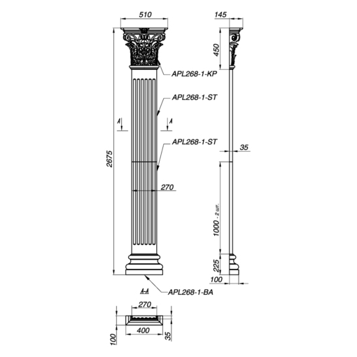 Элегантная пилястра APL268-1 для стильного декора интерьера